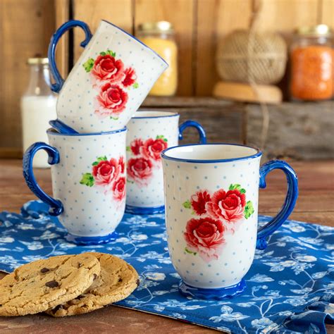 pioneer woman heritage floral  piece mug set  fl oz walmartcom