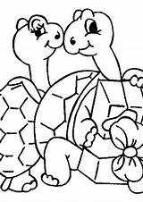 Coloring Couple Pages Tortoise Cartoon Print Popular Color Coloringtop sketch template