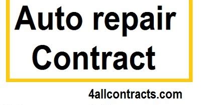 simple auto repair contract templates    word format