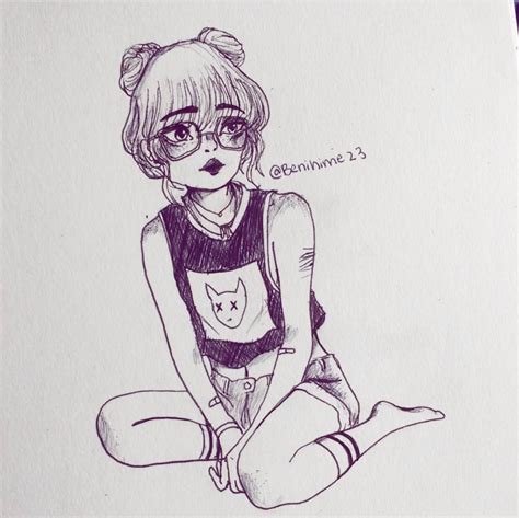 Anime Girl With Space Buns Drawing