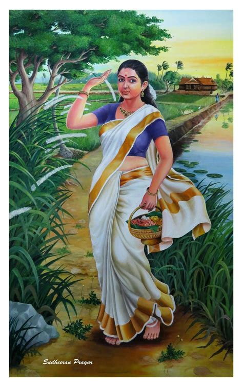 Kerala Village Girl Oil Painting Indian Women Painting Sexy