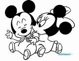 Baby Coloring Disney Mickey Pages Minnie Babies Kissing Book sketch template