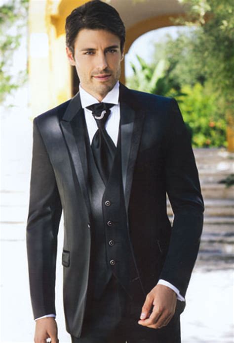 fashion black mens suits peaked lapel wedding suits  men formal