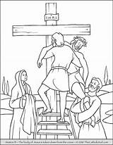 Jesus Coloring Cross Pages Stations Crucifixion 13 Taken Down Died Body Lent Kids Drawing Printable Catholic Bible Colouring Color Thecatholickid sketch template