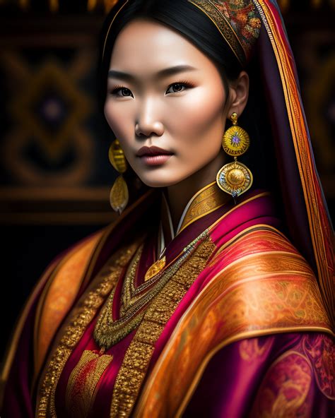 Lexica Portrait Shot Of 3 4 Beautiful Mongolia Woman Alluring Pose In