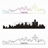 Detroit Skyline Linear Style Stock Vector Rainbow Tattoo Vectors Michigan Illustration 123rf Sold Depositphotos Google sketch template