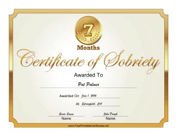 perfect  aa  printable completion certificate celebrates