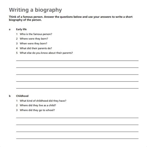 biography template  word templates