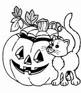 Coloring Cat Lantern Jack Pages Activity Halloween sketch template