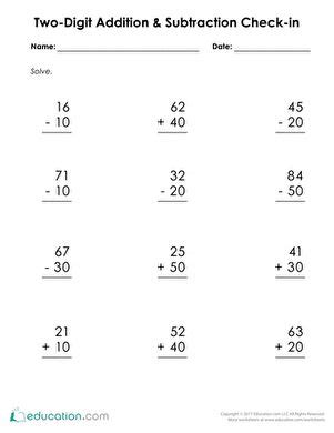 digit addition  subtraction check  worksheet educationcom