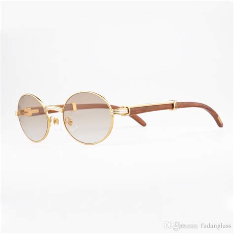 luxury brand 18k gold sunglasses metal frames real wooden designer