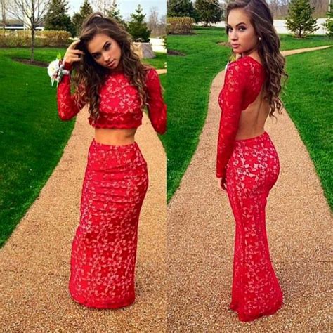 pretty red  piece open  tight fitting prom dress promk prom dresses long