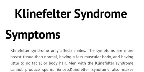 Klinefelter Syndrome Charts
