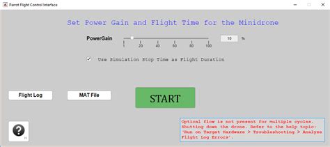 flight control interface  start  drone matlab simulink mathworks