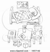 Bedroom Sleeping Boy Coloring Outline Clip His Book Children Illustration Bannykh Clipart Bed Alex Royalty Resting Books Pages Google Animal sketch template