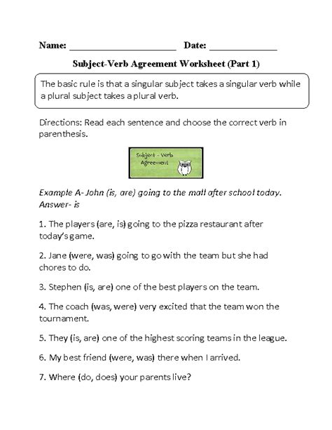 verbs worksheets subject verb agreement worksheets
