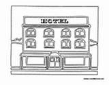 Coloring Hotel Pages Community Building Buildings Kids Library Western sketch template