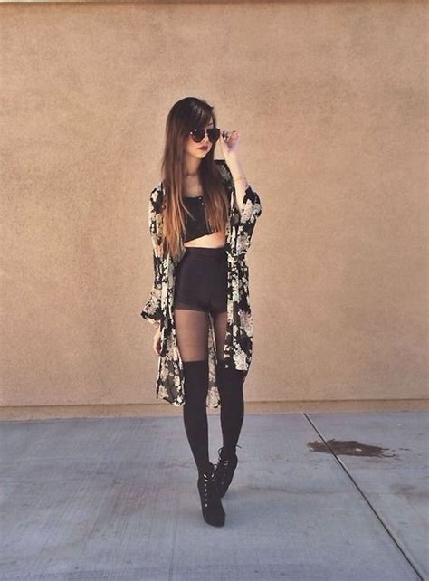 Crop Top Shorts Over Knee Thigh High Socks Outfits Crop Top Knee