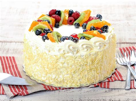 Fresh Fruit And Cream Cake Round Fresh Fruit Cake Cake Decorated