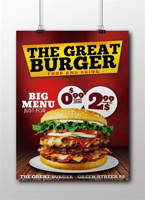 fast food restaurant flyer template graphicfy