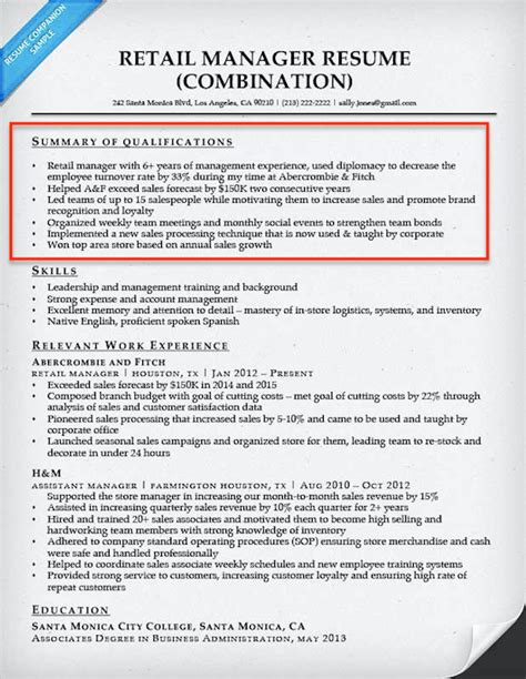 write  summary  qualifications resume companion