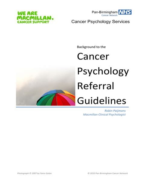 cancer psychology referral guidelines
