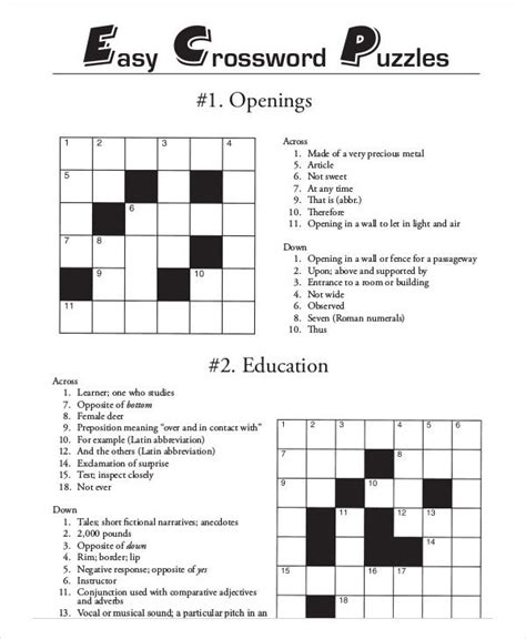 easy crossword puzzles  beginners  printable crossword puzzles