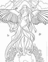 Coloring Pages Fantasy Adults Goddess Adult Printable Print Fairy Angel Drawing Books Sheets Book Color Selina Ella Ivory Selinafenech Thistle sketch template