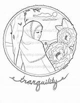 Hijabi Muslimah sketch template