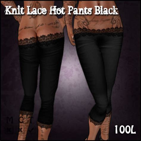 Second Life Marketplace [sassy Kitty Designs] Knit Lace Hot Pants Black