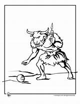 Minotaur Colouring Myth Mythical Woojr sketch template