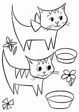 Coloring Kitten Pages Cat Colouring Kids Cute Printable Color Sheets Kitty Family Preschoolers Idea Puppy Adult sketch template