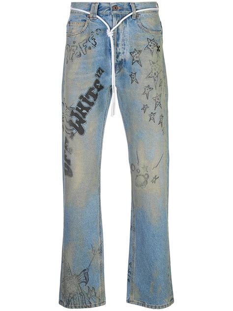 off white diagonal wizard relaxed fit jeans blue in 2020 relaxed