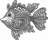 Poisson Colouring Doodle Goldfish Kidspressmagazine Zentangle Designlooter Tattoo Aquarium Zentangles sketch template