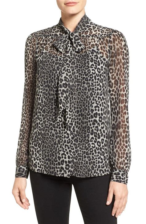 panther print tie neck blouse nordstrom blouses  women tie neck blouse panther print