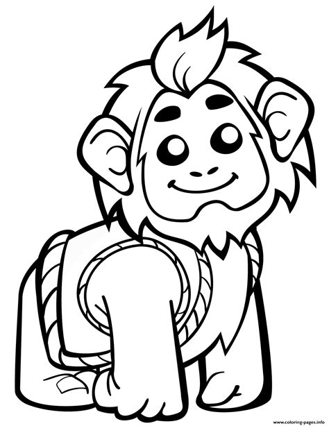 cute ape  vest coloring page printable