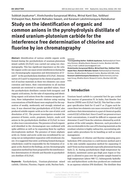 study   identification  organic  common anions