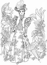 Coloring Pages Fashion Book Adult Victorian Adults Haven Creative Books Dover Publications Nouveau Colouring Printable Sheets Fashions Welcome Doverpublications Grown sketch template