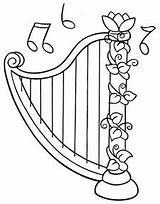 Harpa Arpas Harp Davi Aprender Instrumentos Musicais Artesanato sketch template