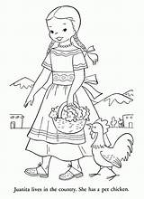 Coloring Pages Pioneer Colonial Posadas Life Girl Children Las Clipart Study Josefina Kids Mexico Southwest Frontier Printable Unit Chickens Qisforquilter sketch template