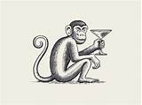 Monkey Drawing Drunk Choose Board Illustration sketch template