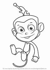 Paw Patrol Mandy Drawing Step Draw Tutorials Monkey sketch template