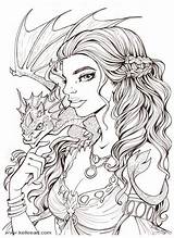 Coloring Pages Kelleeart Deviantart Daenerys Adult Inks Books Fantasy Dragon Fairy Sheets Colouring Printable Drawing Coloriage Drawings Choose Board Da sketch template