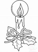 Christmas Candle Coloring Holly Religious Jesus Related sketch template