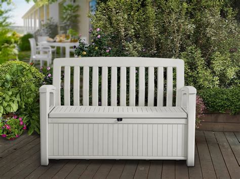 keter  gallon storage bench resin outdoor storage furniture seats