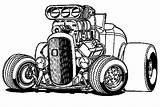 Coloring Pages Hot Rod Car Cars Wheels Big Drawing Hotrod Printable Drawings Line Coloring4free Cool Rods Print Color Truck Kids sketch template