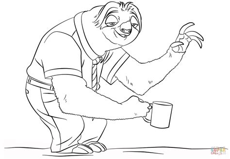 sloth flash  zootopia coloring page  printable coloring pages
