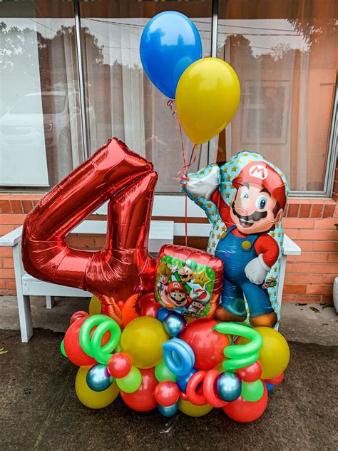 Mario Balloon Bouquet Mario Bros Birthday Party Ideas Super Mario