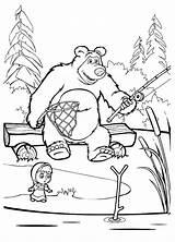 Masha Oso Colorir Orso Urso Medved Pescando sketch template