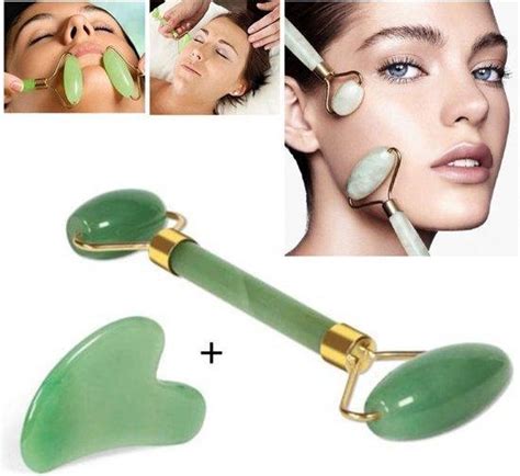 bolcom qualityless jade roller gezichtsmassage roller met gua sha
